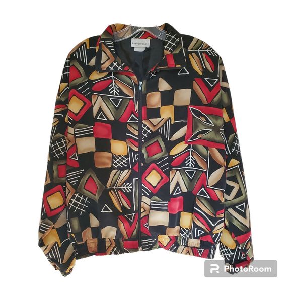 Vintage Erin London Jacket Artsy Art to Wear Bright 1980s 80s Abstract Full Zip - Picture 1 of 5